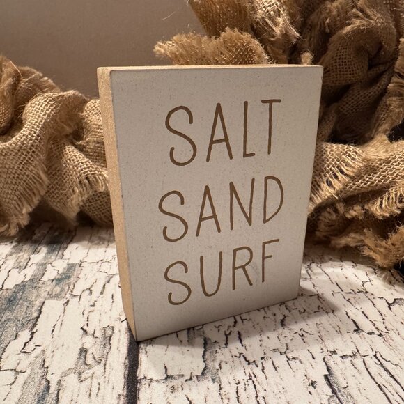 Small Table top Verse Block White Distressed Wood - Picture 1 of 1